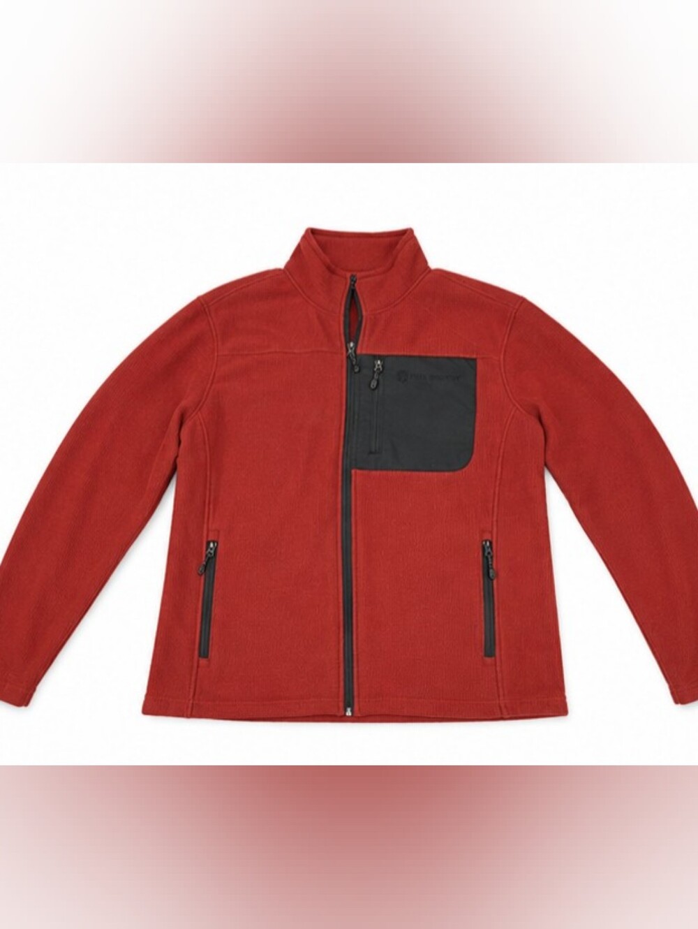 Free Country Men’s XL Red Fleece Full Zip Jacket Black Pocket Outdoor Casual
